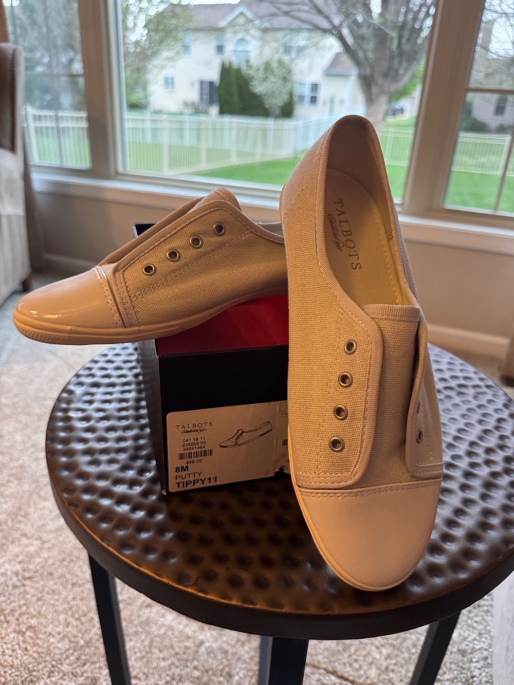 Talbots Beige Canvas Slip-On Loafers
